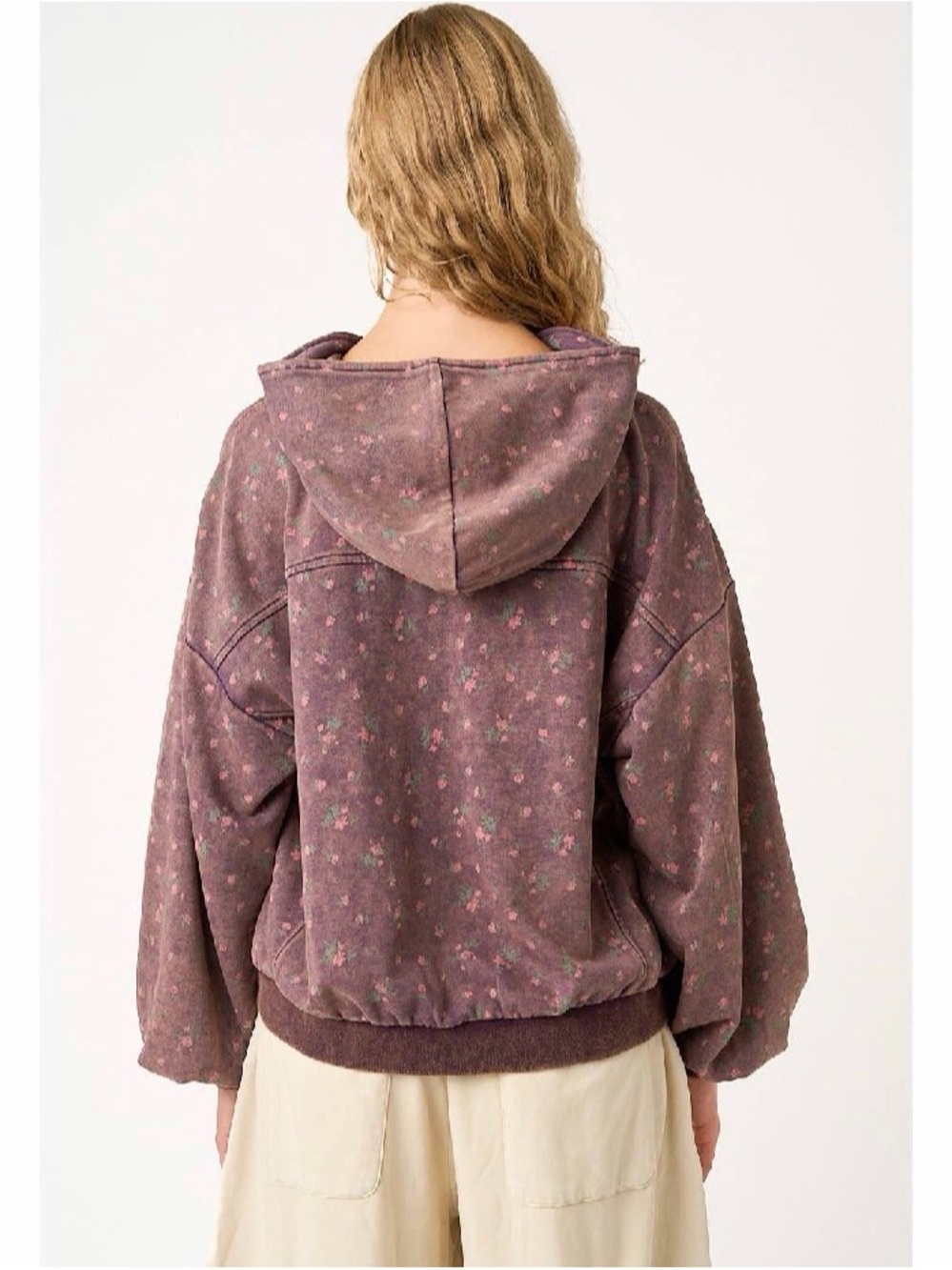 mittoshop Vintage Floral Pullover Hoodie - Plum - Picture 2 of 3
